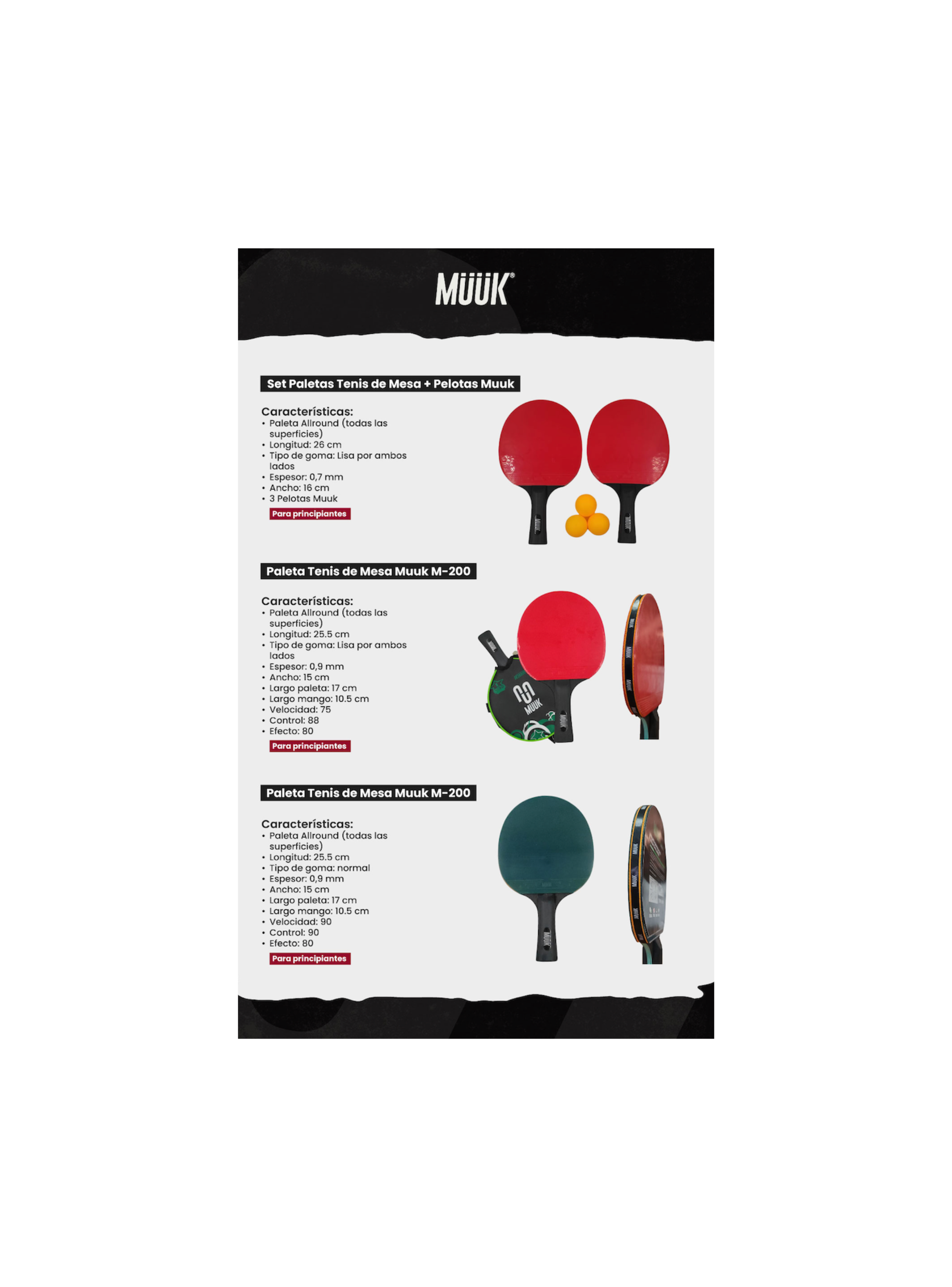 Paleta De Ping Pong Muuk 2 Estrellas-7