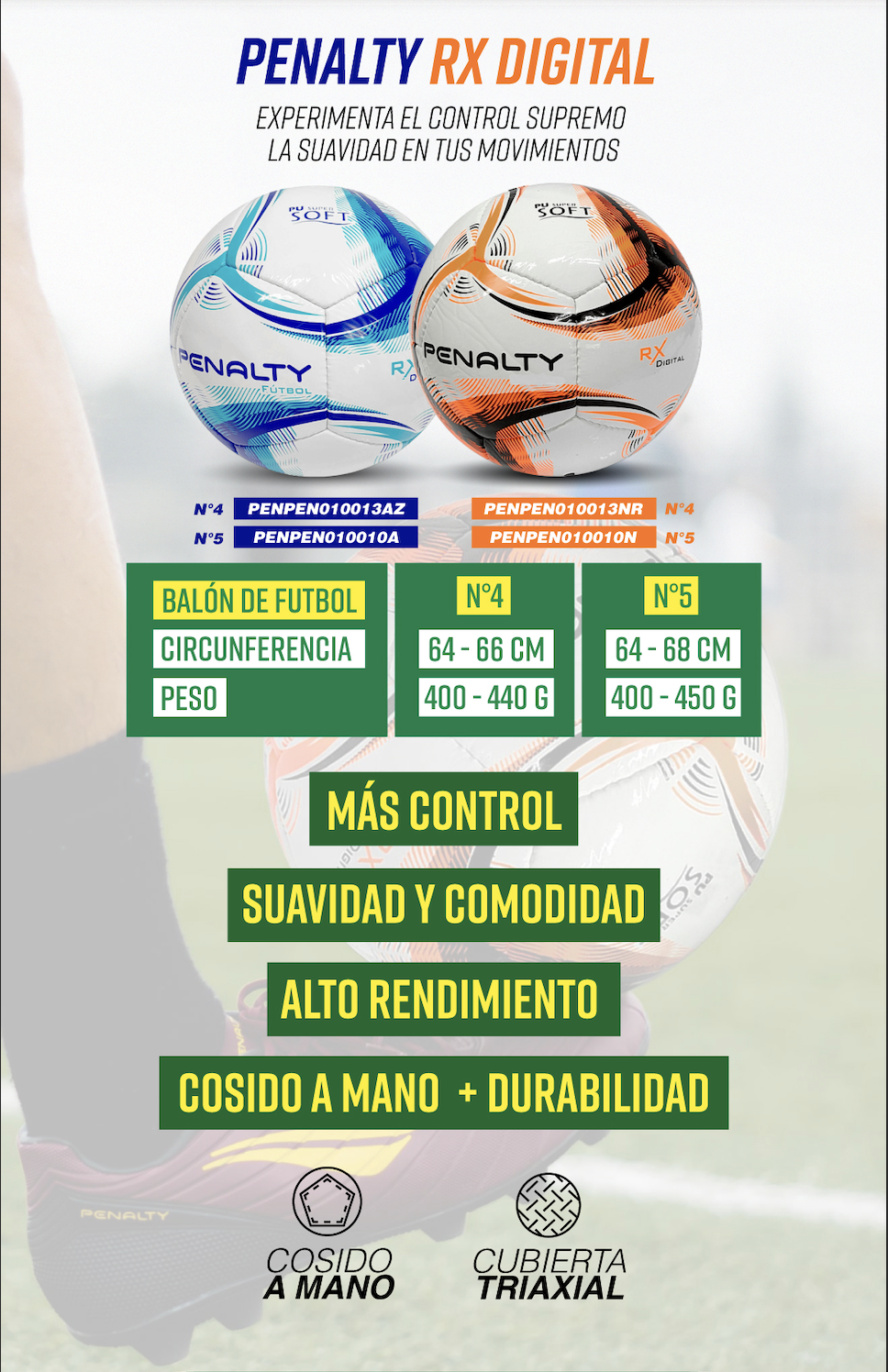 Balon De Futbol Penalty Rx Digital N5 Talla 5-7
