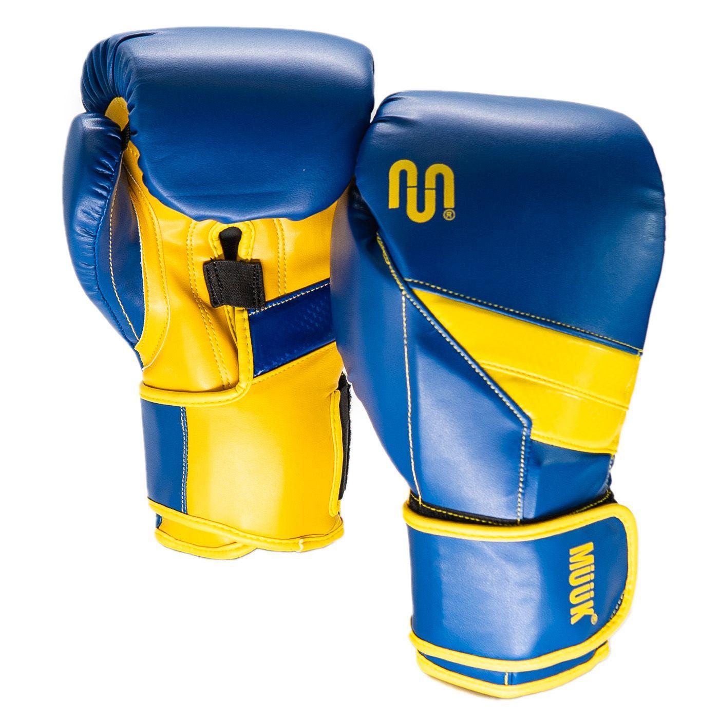 Guante De Box Pu K.O Azul-Amarillo Talla 14-7