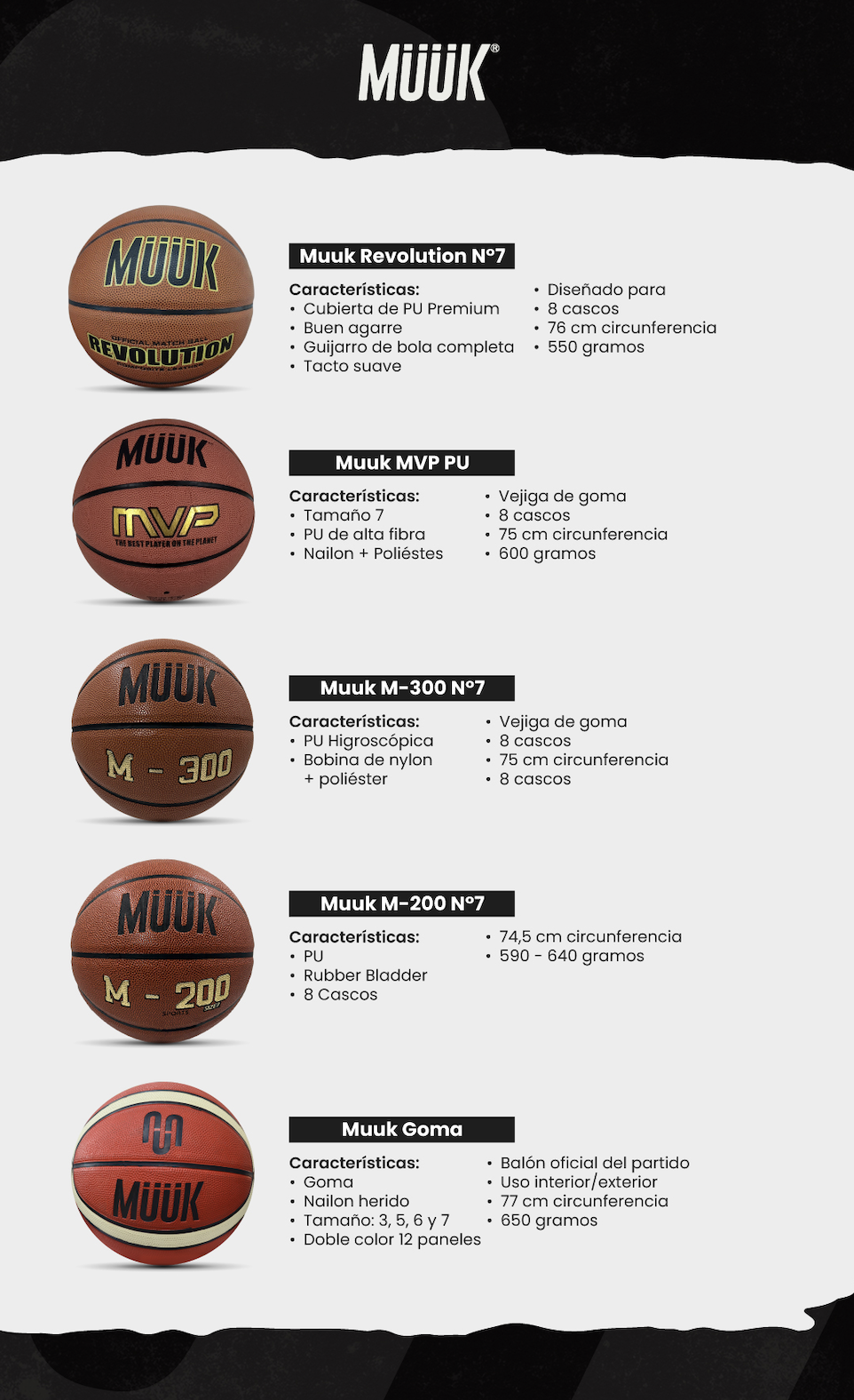 Balon De Basketball #7 Muuk Talla 7-6