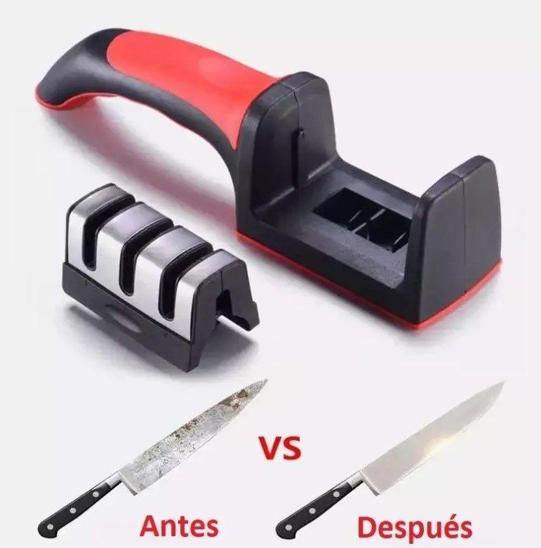 Afilador Amolador 3 En 1 Cuchillo Tijera Antideslizante Pro-3