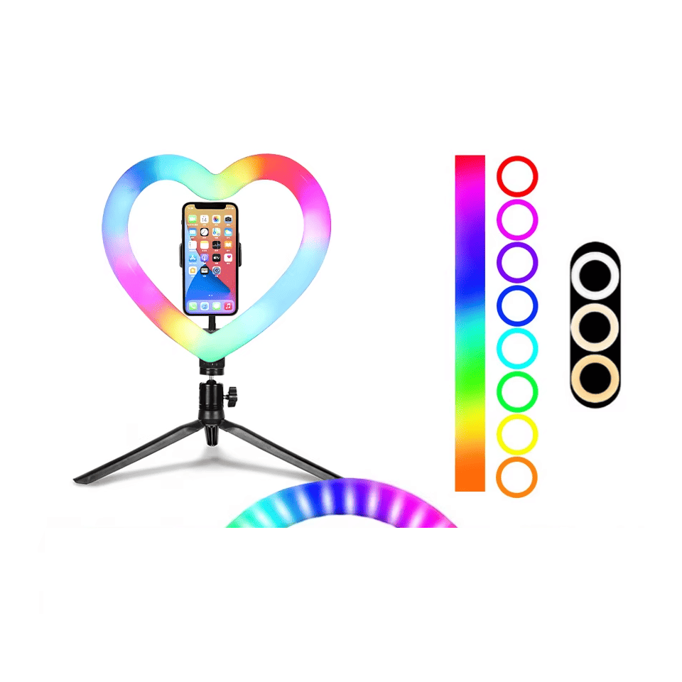 Lampara Luz LED Corazon Selfie Colores Estudio Maquillaje-3