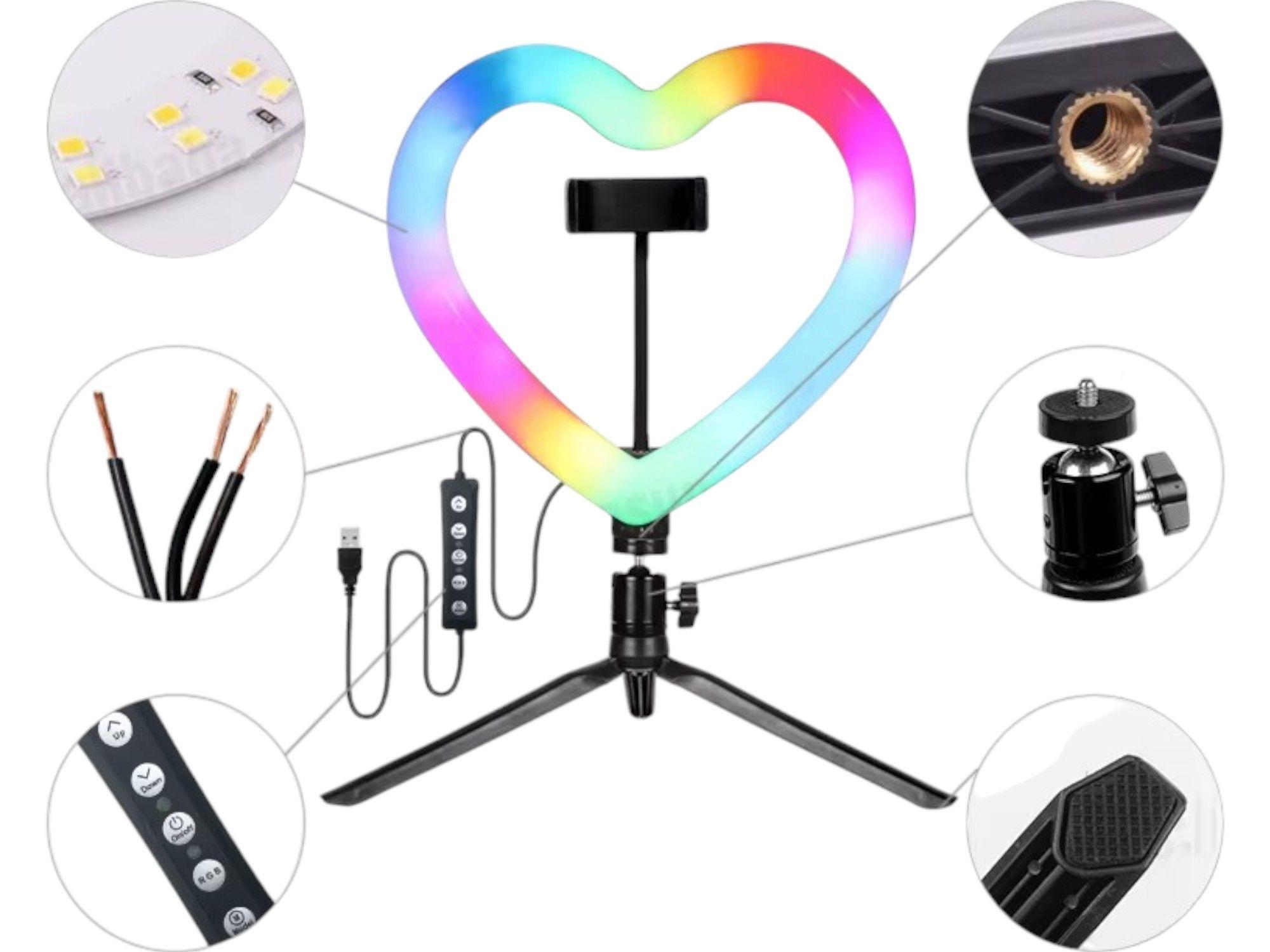 Lampara Luz LED Corazon Selfie Colores Estudio Maquillaje-4