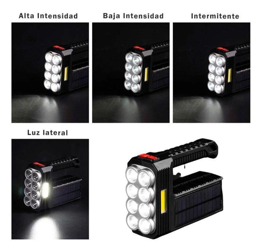 Linterna De Mano 8 Led Recargable Luz Solar + Usb-2