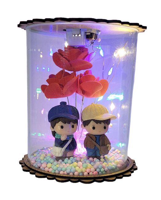 Rosa Pareja Enamorados Lampara Luz Led Regalo San Valentin A-0