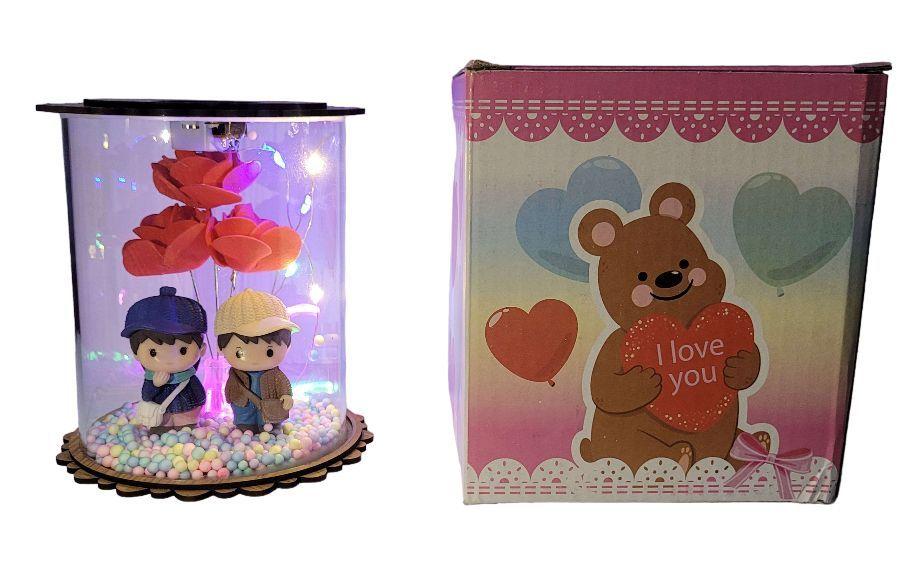 Rosa Pareja Enamorados Lampara Luz Led Regalo San Valentin A-3
