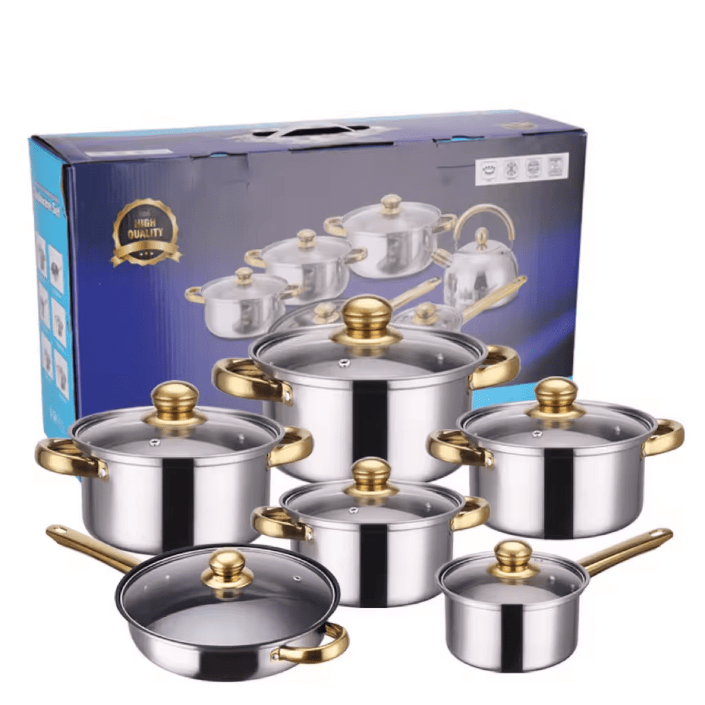 Juego Ollas Inoxidable Cocina Set 12 Piezas Antiadherente-0