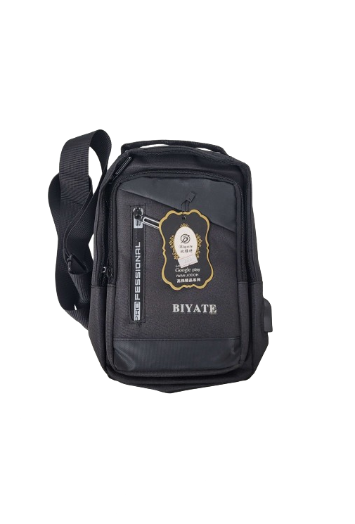 Mochila Bandolera Color Negro Moderna Puerto USB-1