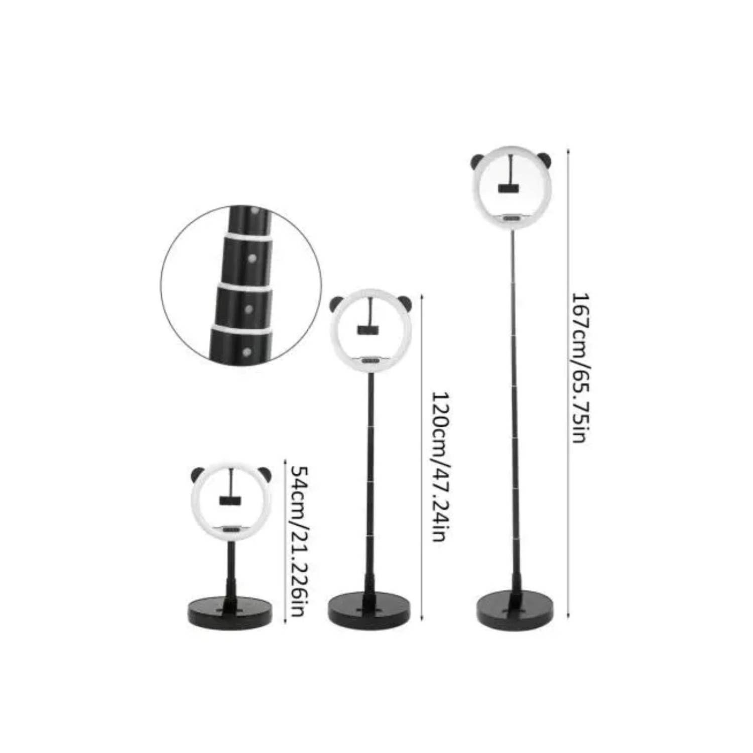 Aro Luz Led Plegable Soporte Celular Mesa Orejas Oso 28cm-3