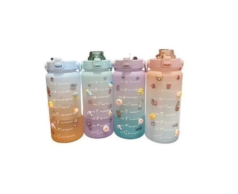 Botella De Agua Con Medidor Motivacional 2 L Pines Y Stikers-5