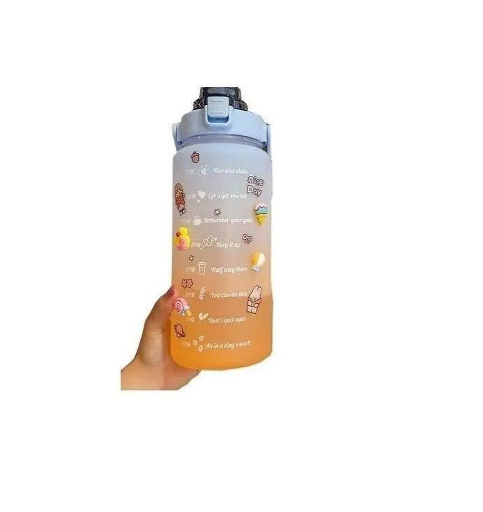 Botella De Agua Con Medidor Motivacional 2 L Pines Y Stikers-4