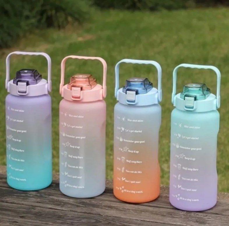 Botella De Agua Con Medidor Motivacional 2 L Pines Y Stikers-2
