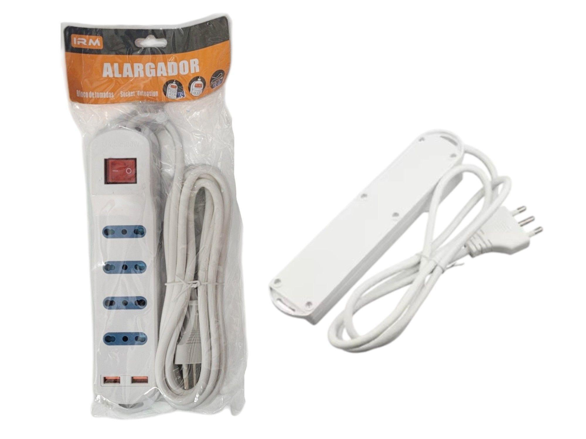 Extensor Zapatilla Alargador 4 tomas 2 Puertos USB 2500W IRM-5