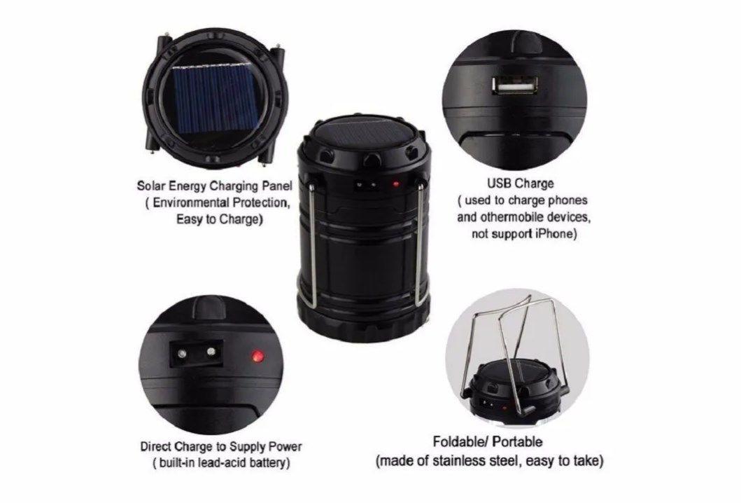 Linterna Lampara Solar Recargable Entrada Usb Cargador-3