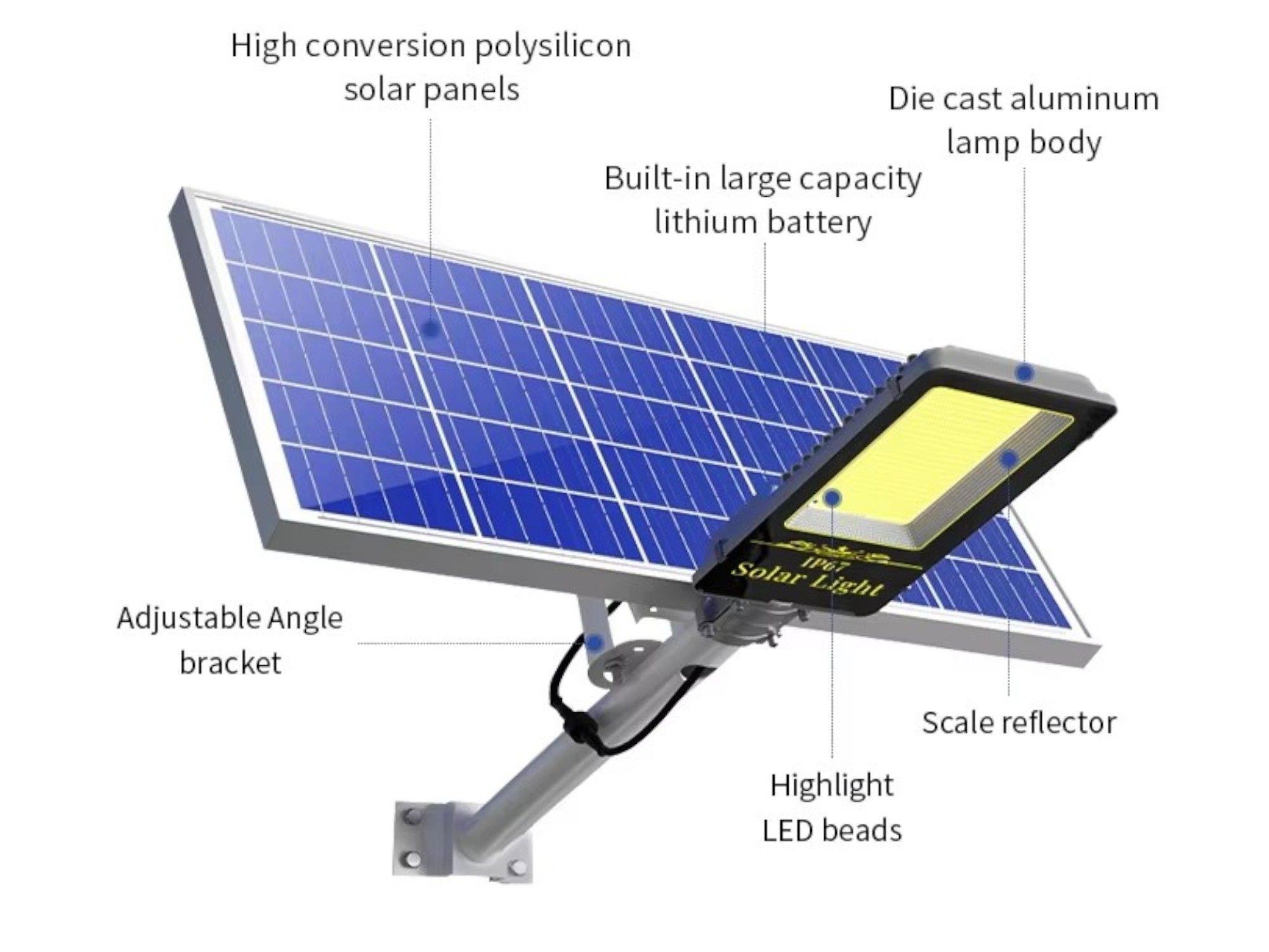 Lampara Panel Solar Luz Foco Exterior Alta Luminosidad IRM-5