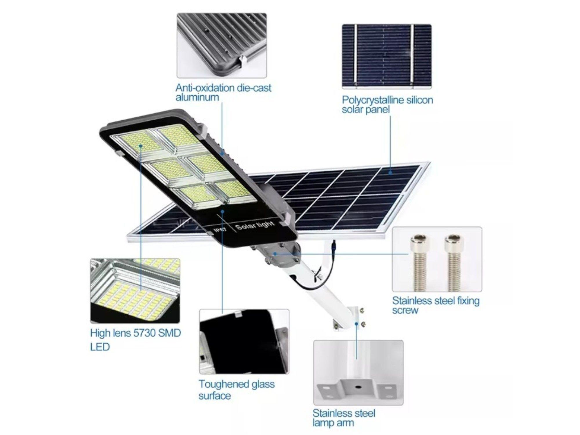 Lampara Panel Solar Luz Foco Exterior Alta Luminosidad IRM-6