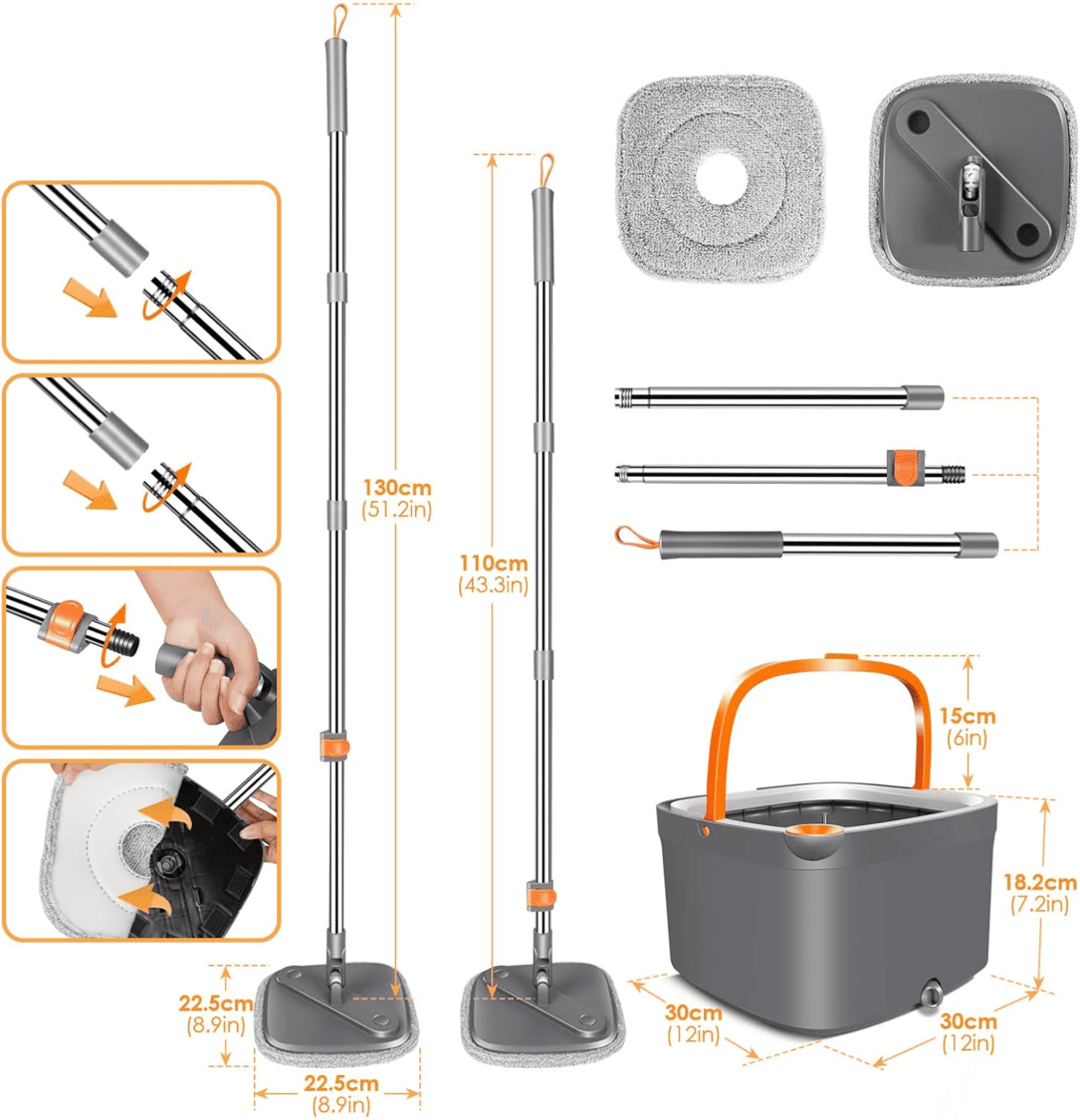 Trapeador Mopa Giratorio 360° Microfibra Limpia Piso Fregona-4