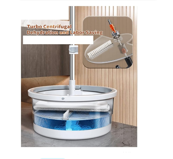 Mopa Giratoria Y Cubo con 4 Almohadillas Gruesas Microfibra Lavables-2