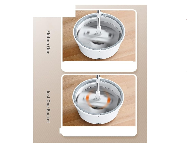 Mopa Giratoria Y Cubo con 4 Almohadillas Gruesas Microfibra Lavables-3