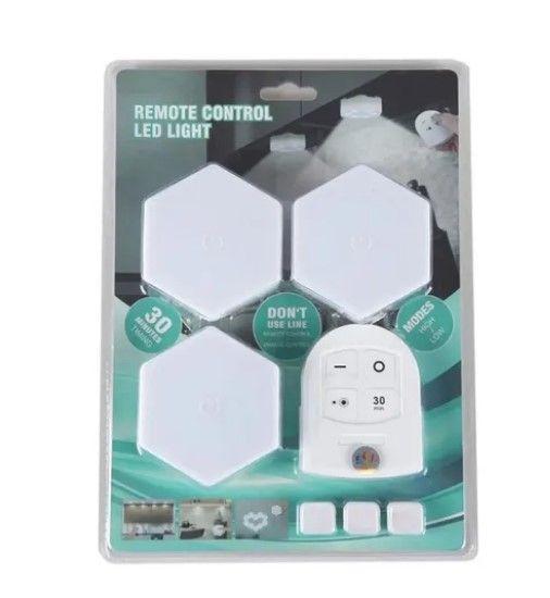 Pack 3 Luz Led Hexagonal Portátil Con Control Remoto Y Timer-2