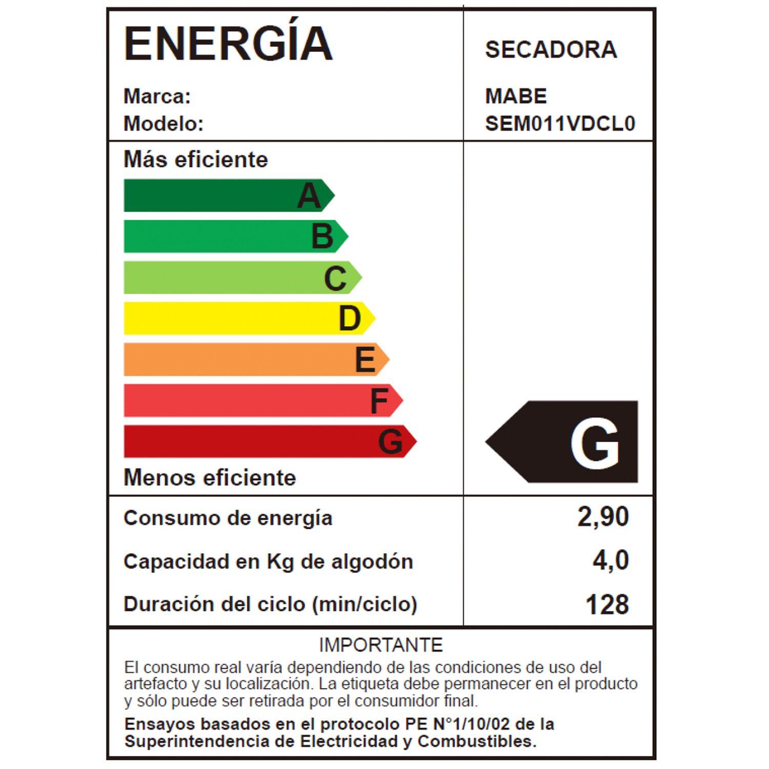 Secadora Carga Frontal Eléctrica 11 kg Gray Mabe SEM011VDCL0-3