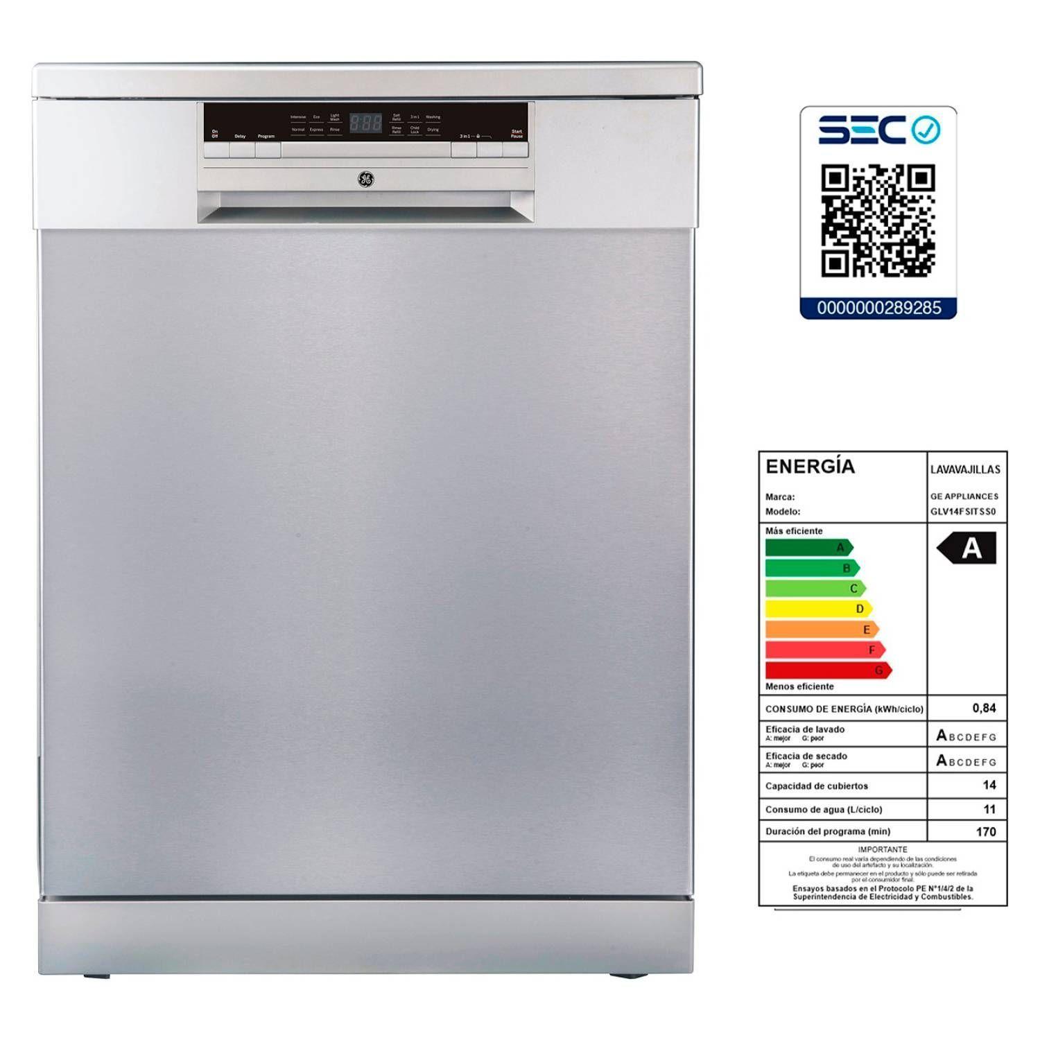 Lavavajillas Portátil 14 Cubiertos Inoxidable GE GLV14FSITSS0-5