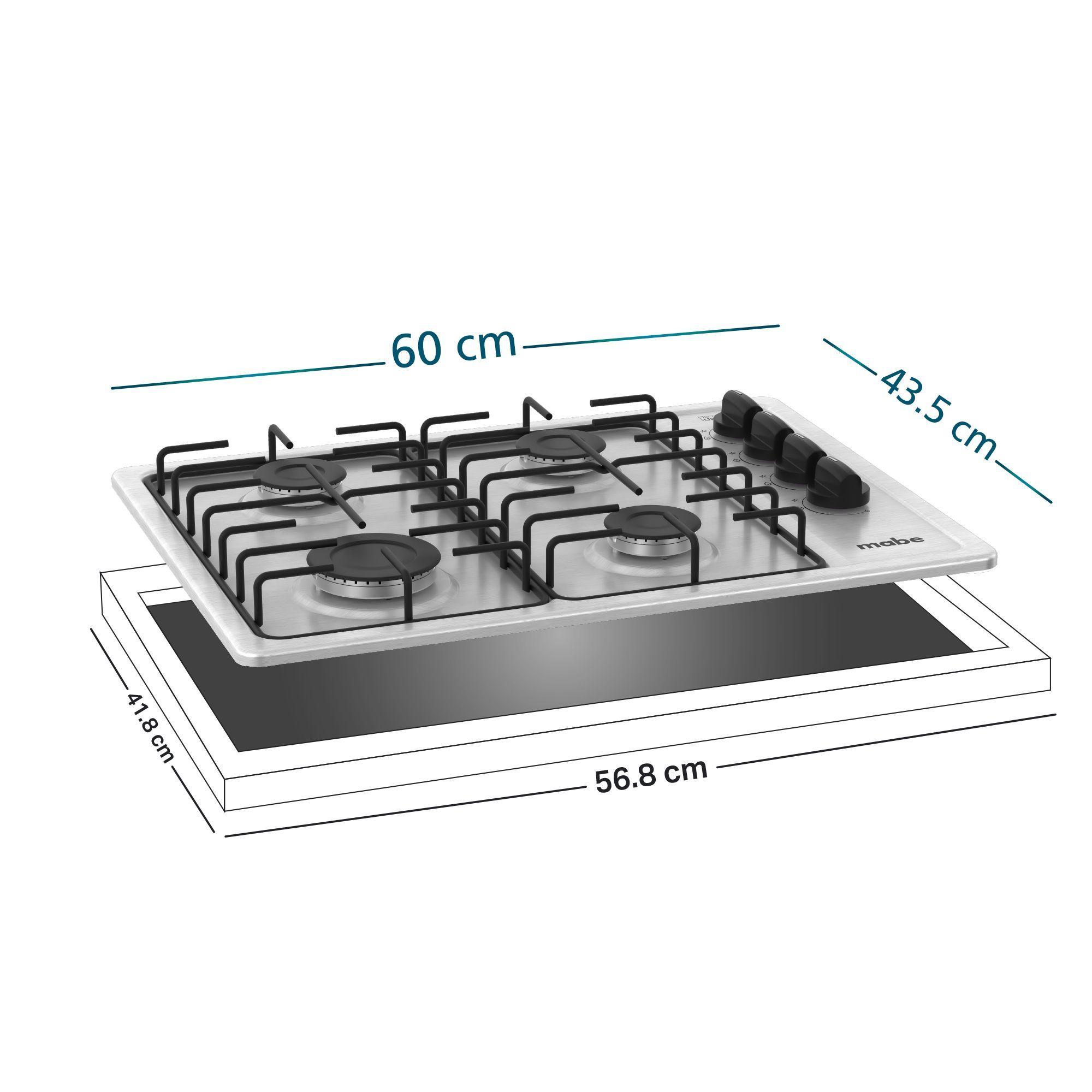 Encimera De Empotre A Gas 60cm Inox Mabe Cmg6044sd-1cl-2