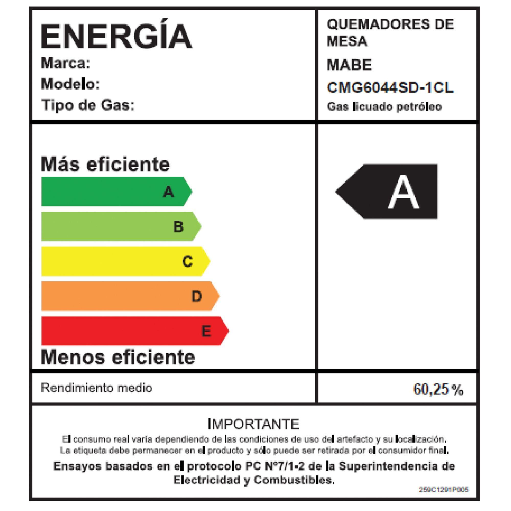 Encimera De Empotre A Gas 60cm Inox Mabe Cmg6044sd-1cl-5