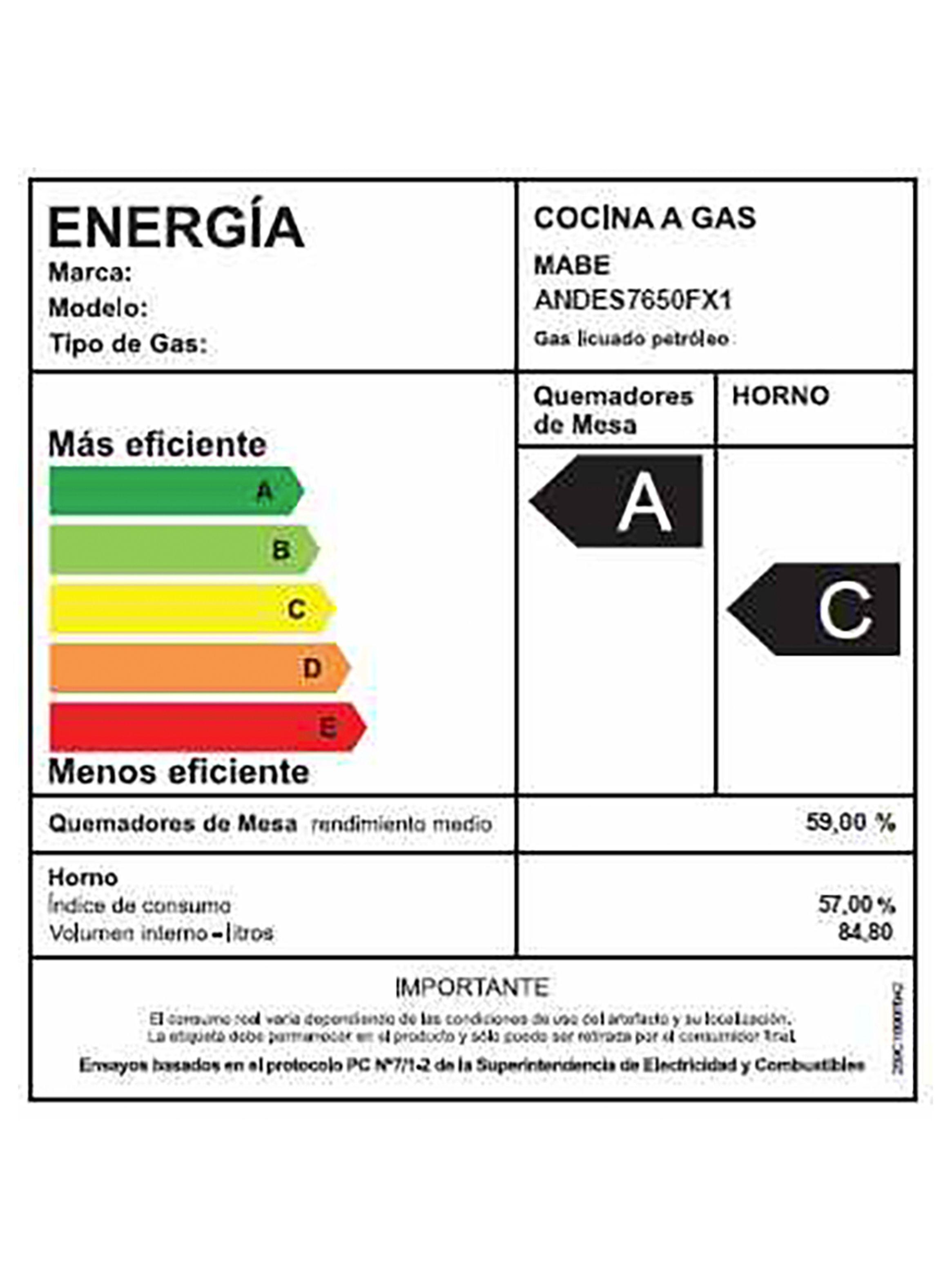Cocina De Piso A Gas 76cm Inox Mabe Andes7650fx1-2