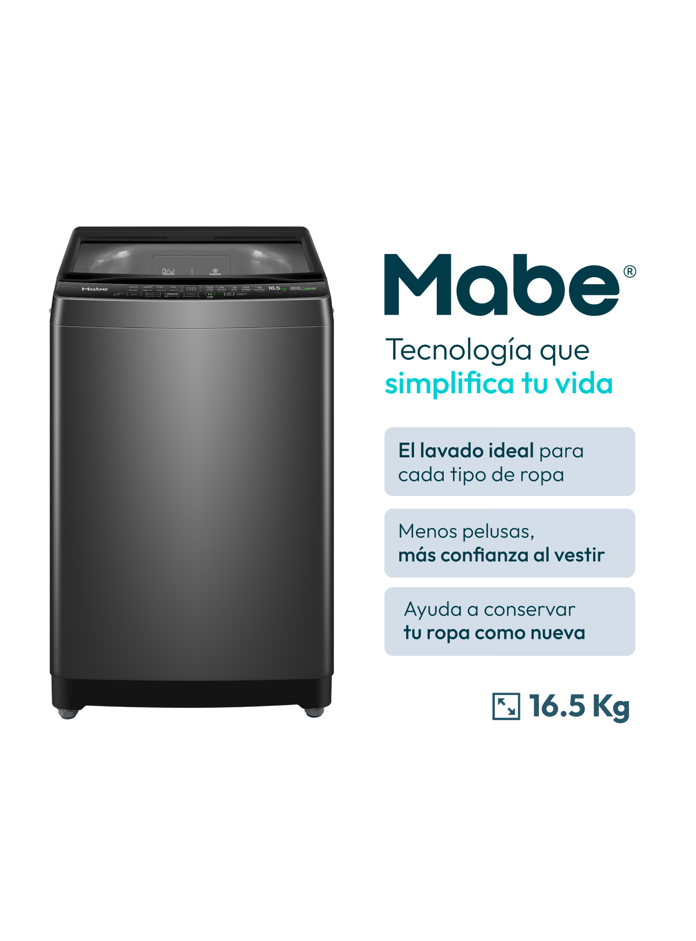 Lavadora Automática 16.5 Kg Diamond Gray Mabe LMA6120WDGCL0-1