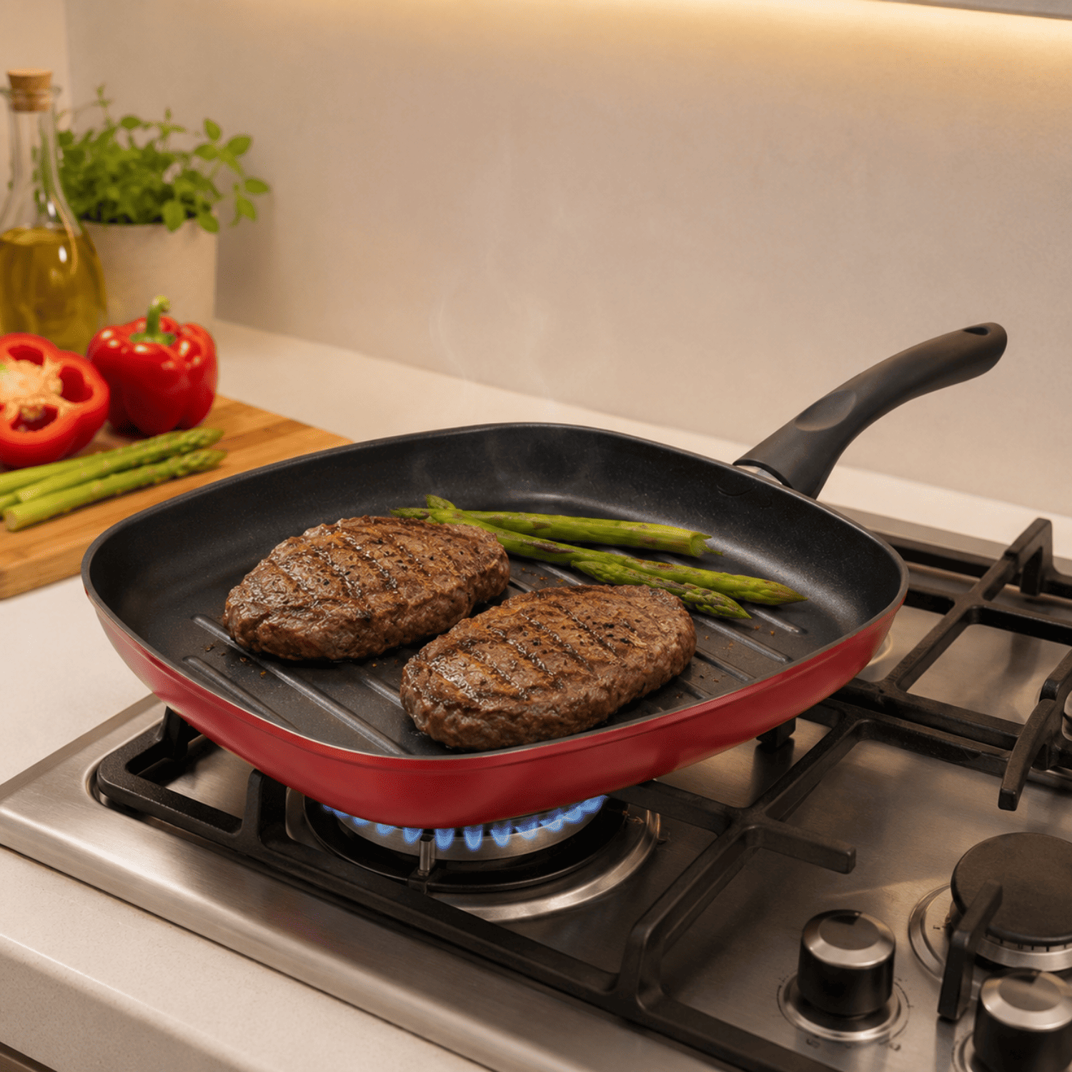 Asador Grill Antiadherente Magefesa Coral Due 27 cm Rojo-2
