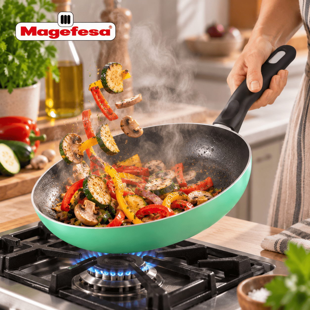 Sartén Magefesa Forza 30 cm Aluminio Forjado Verde Menta-2