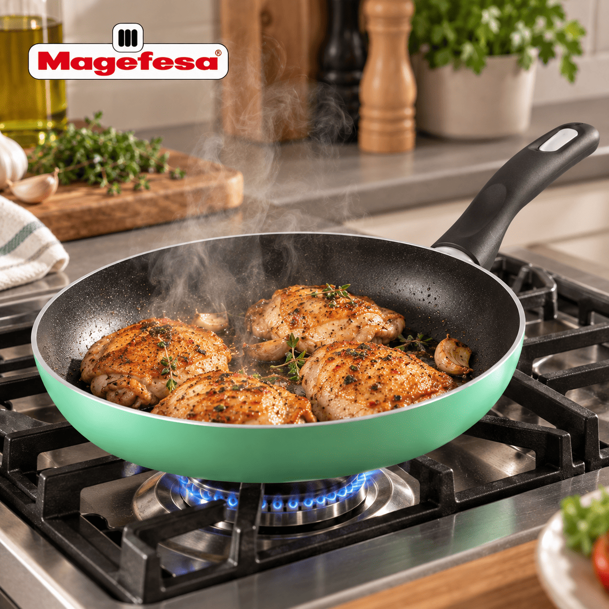 Sartén Magefesa Forza 30 cm Aluminio Forjado Verde Menta-3