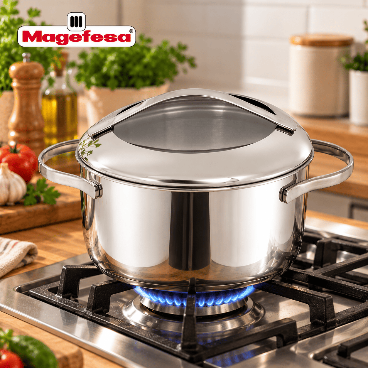Olla con Tapa Magefesa Senso 24 cm Acero Inoxidable-2