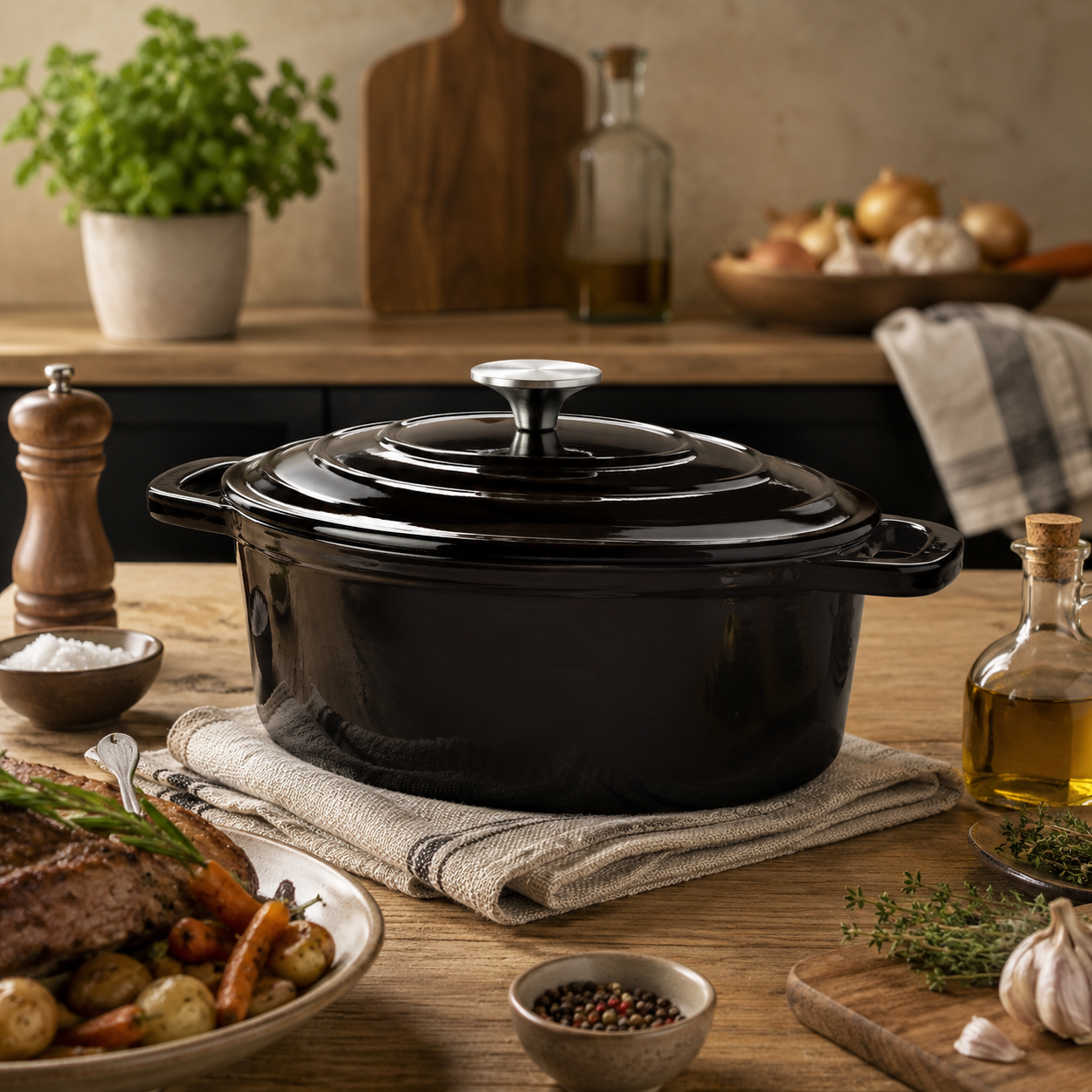 Olla Oval Magefesa Ferro Negra 28 cm Hierro Fundido-2