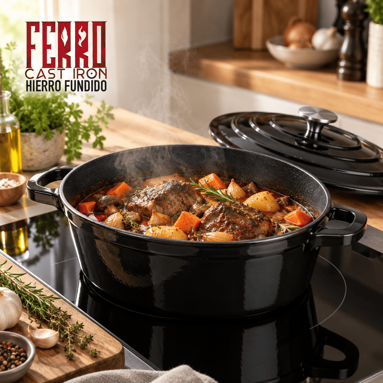 Olla Oval Magefesa Ferro Negra 28 cm Hierro Fundido-2