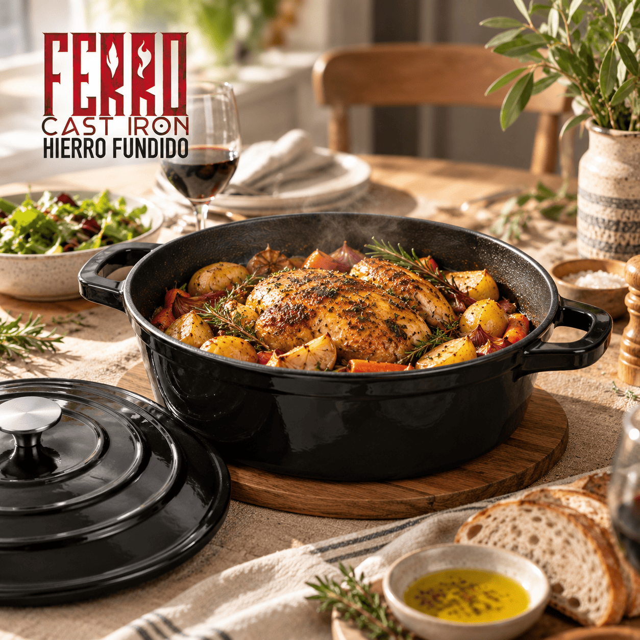 Olla Oval Magefesa Ferro Negra 28 cm Hierro Fundido-3