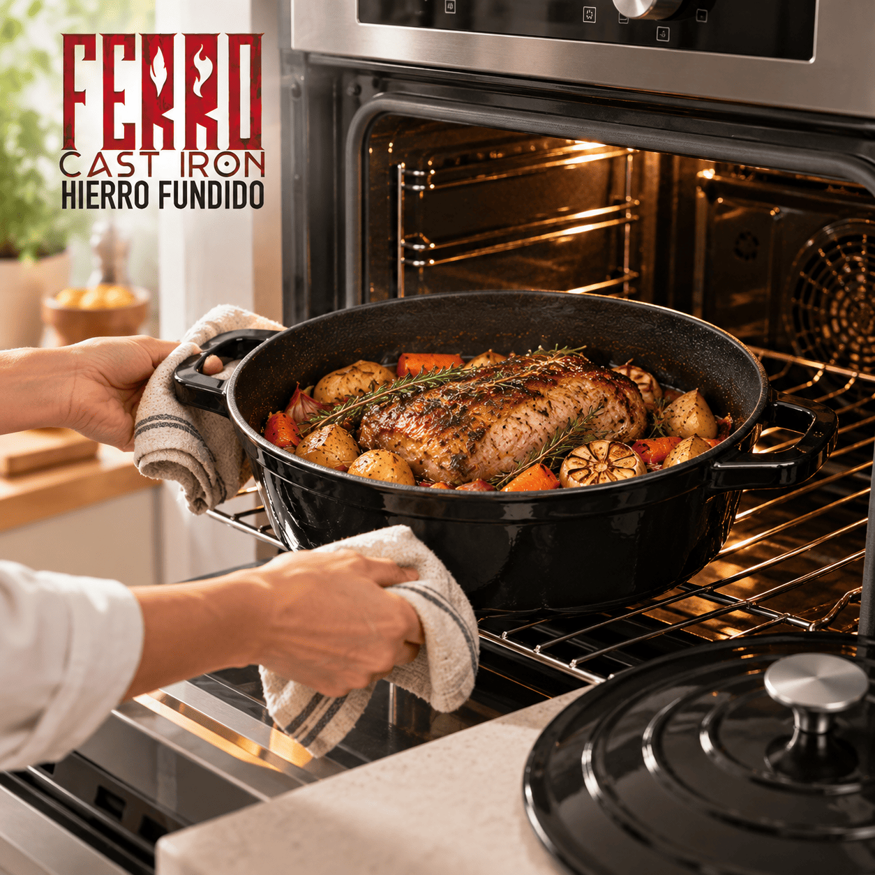 Olla Oval Magefesa Ferro Negra 28 cm Hierro Fundido-4