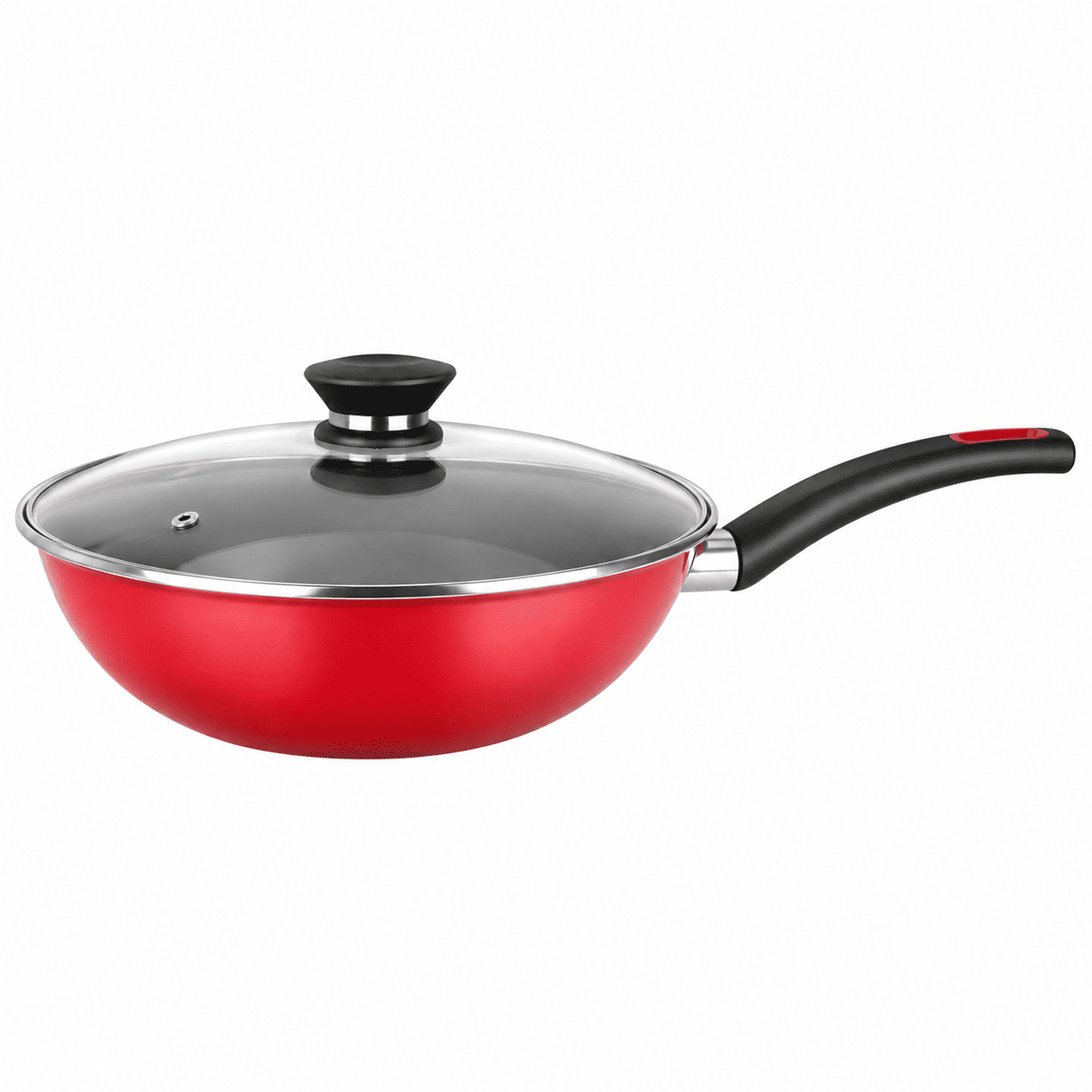 Wok Antiadherente con Tapa Magefesa Coral Rojo 30 cm Acero Vitrificado-0