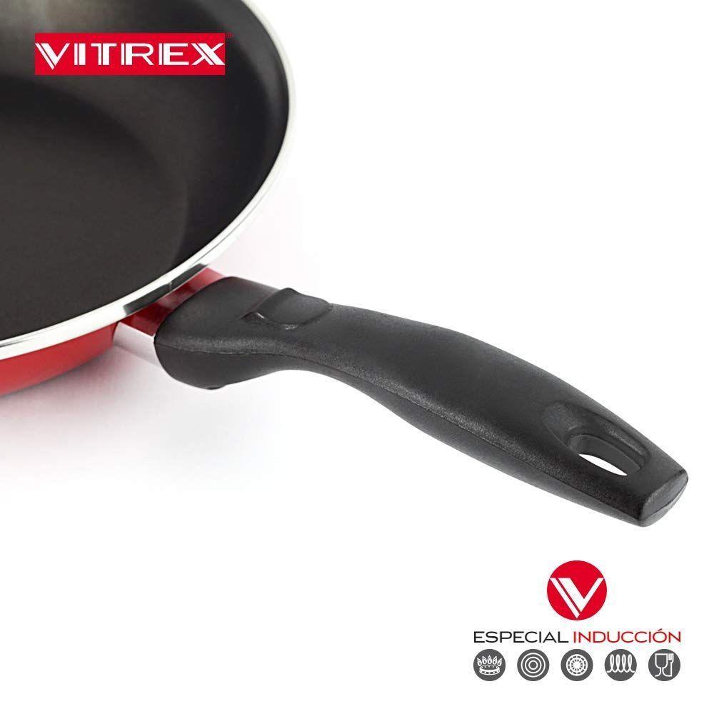 Sartén Vitrex Gourmet Marseille 24 cm Acero Vitrificado Rojo-3