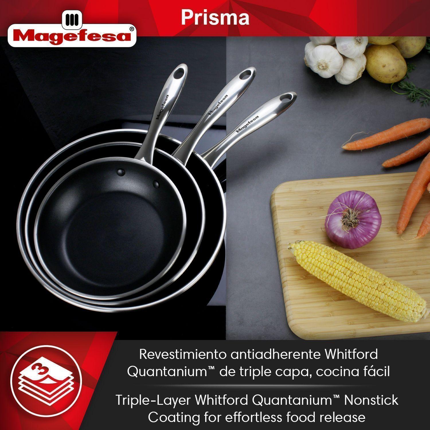 Sartén Antiadherente Magefesa Prisma 24 cm Acero Inoxidable 18/10 Negro-4