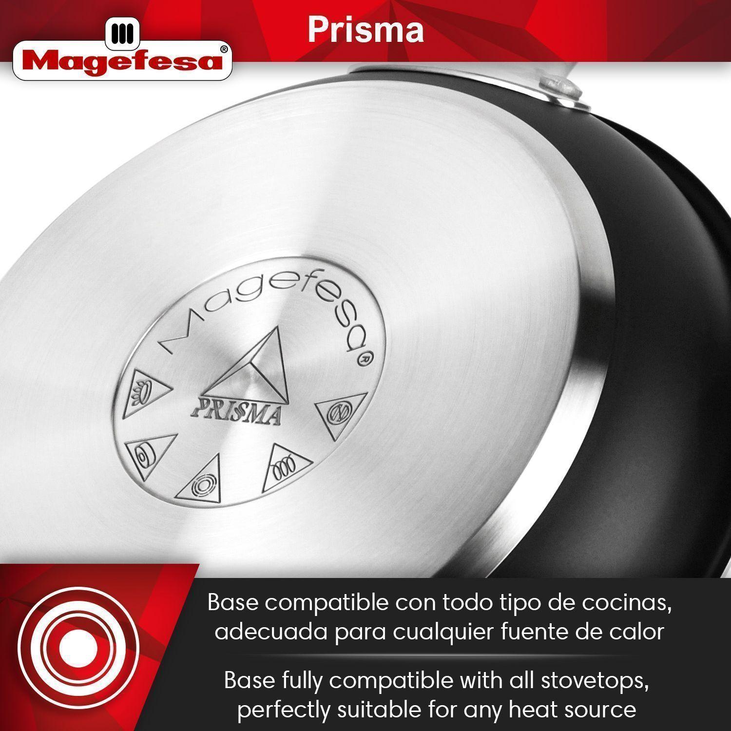 Sartén Antiadherente Magefesa Prisma 24 cm Acero Inoxidable 18/10 Negro-6