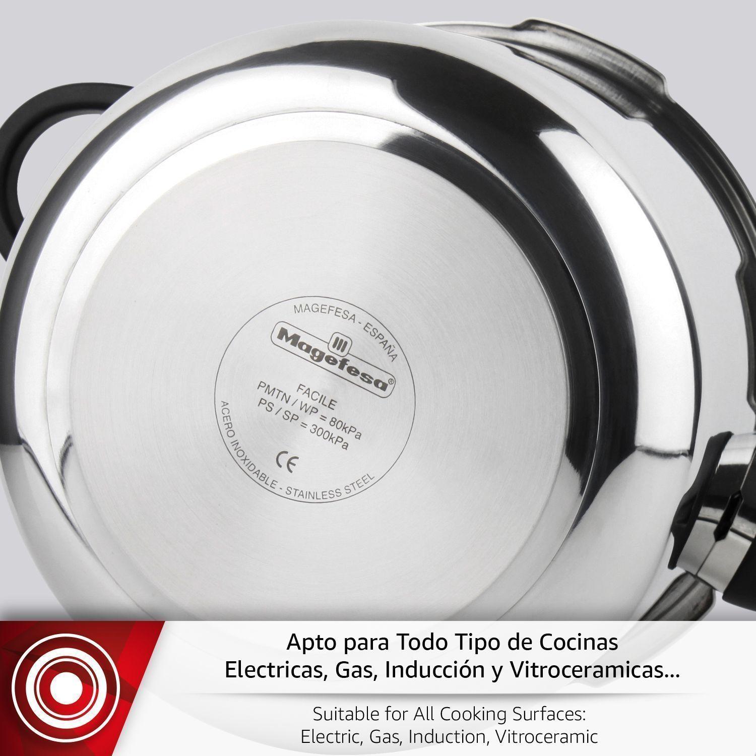 Olla a Presión Magefesa Facile 5L Acero Inoxidable-4