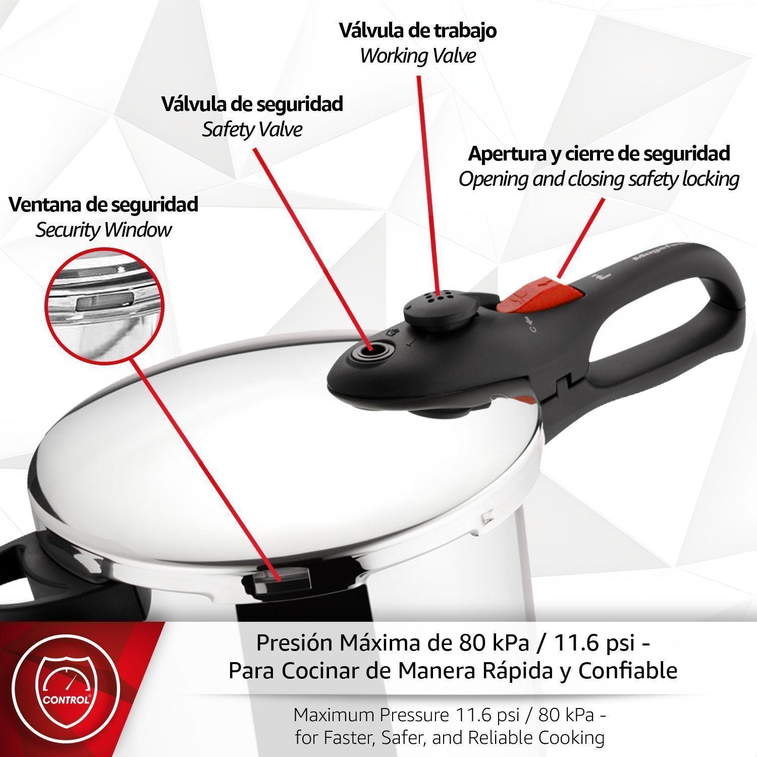 Olla a Presión Magefesa Facile 5L Acero Inoxidable-5