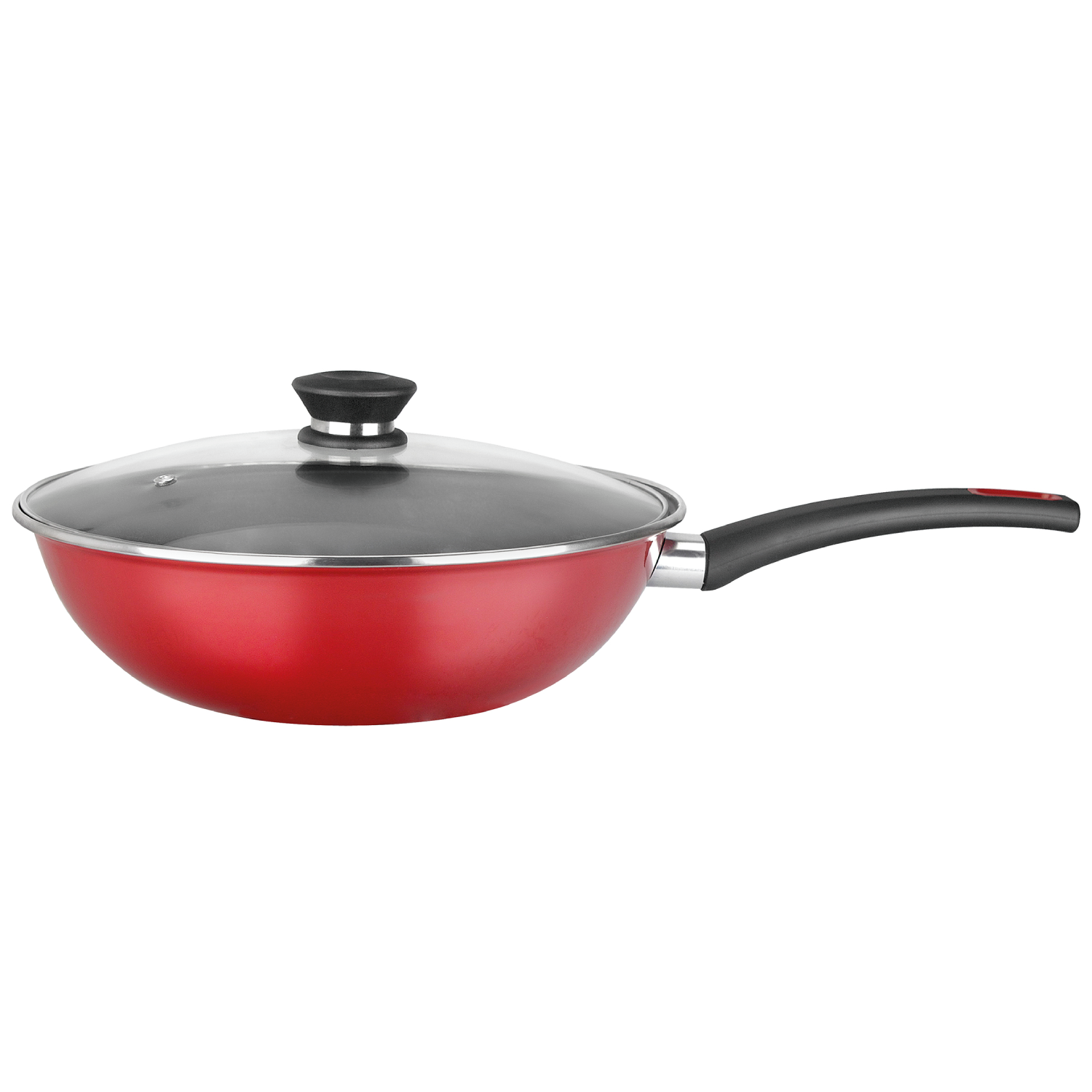Wok Magefesa Coral Due Rojo 28 cm con Tapa-0