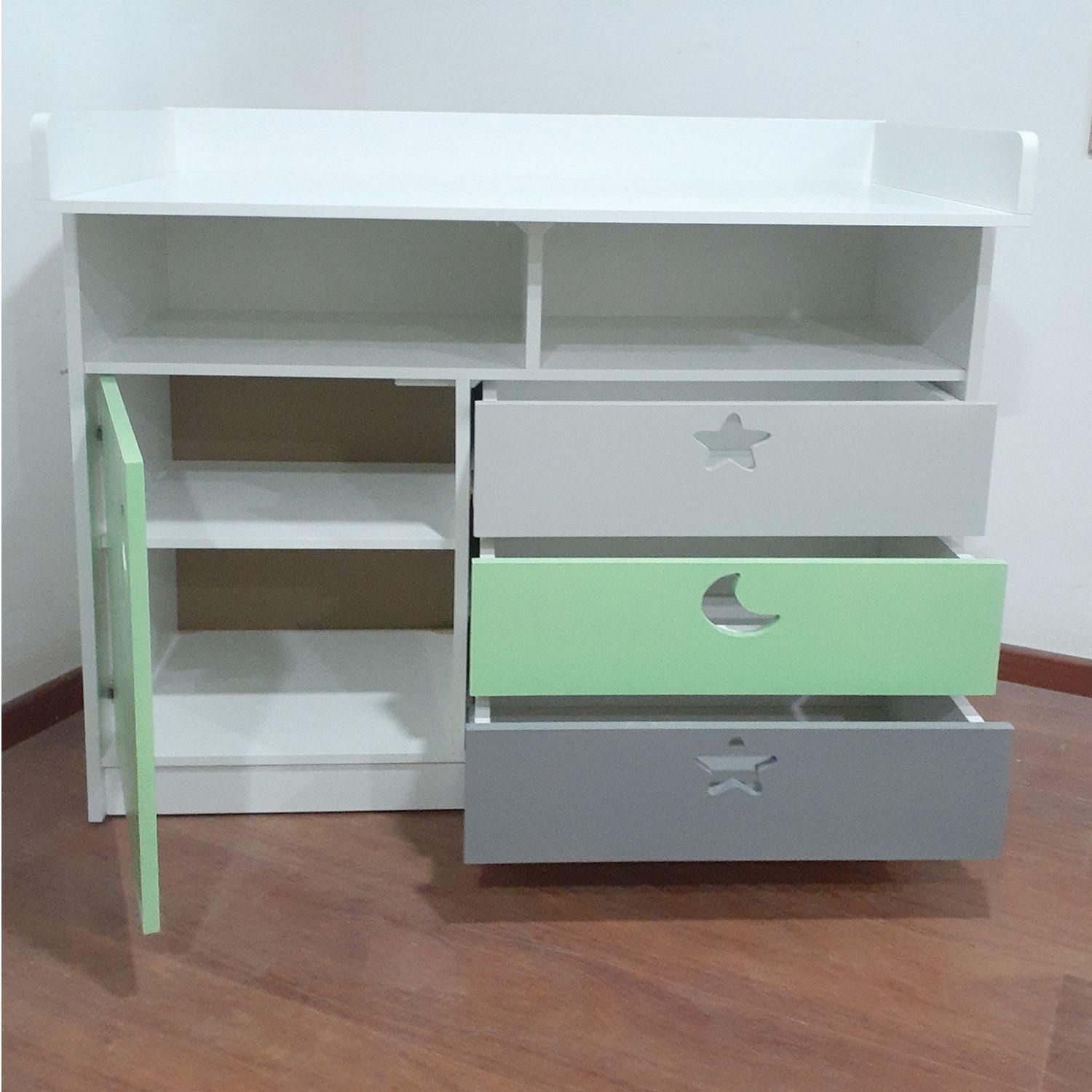Cómoda Mudador Verde Gris-3