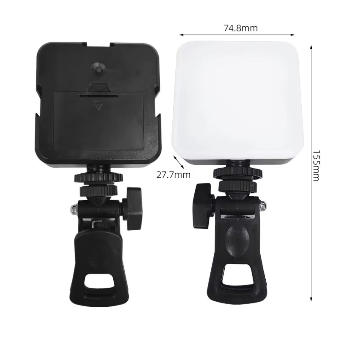 Mini Led Selfie Portátil Clip de Anillo Led Aro De Luz Cuadrado Color Negro-3