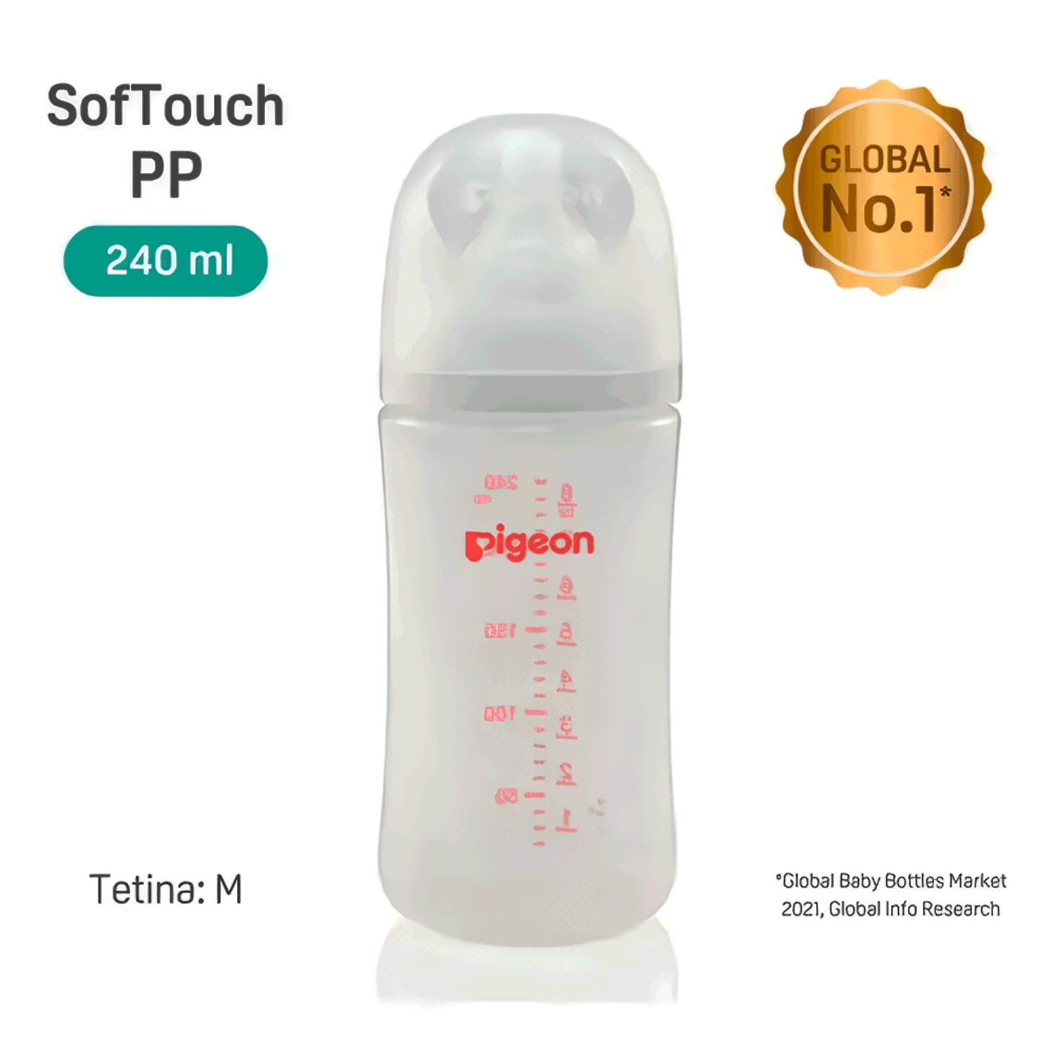 Mamadera Softouch Boca Ancha 240Ml Pp 3+ m Pigeon-5