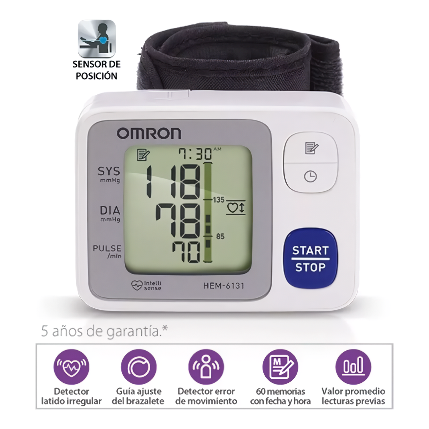 Toma Presión Digital De Muñeca Automático 60 Memorias Omron Hem-6131-3