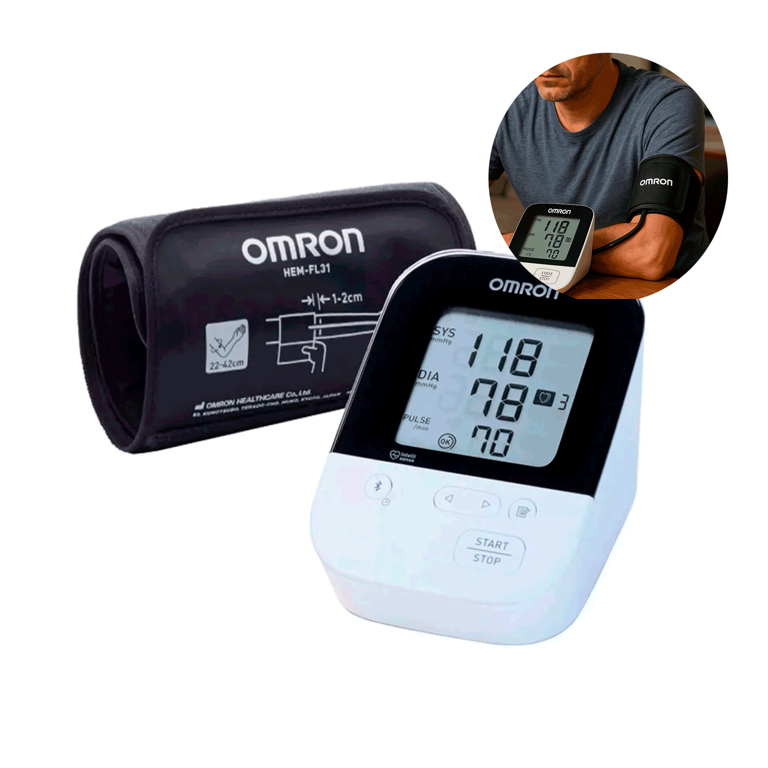 Toma Presión Digital de Brazo Bluetooth Hem 7156T Omron-0